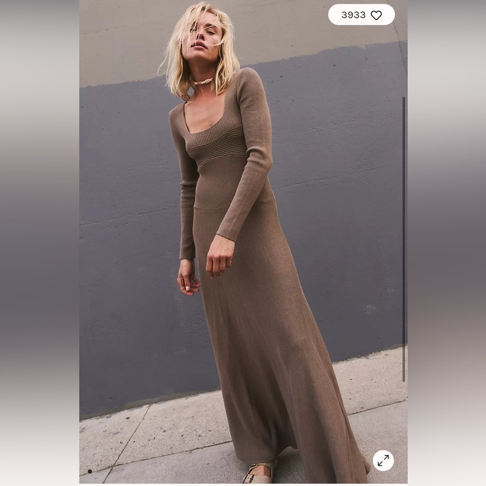Free People Long Sleeve Brown Dress